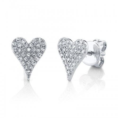 Shy Diamond Pave Heart Earrings
