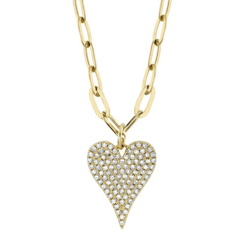 Diamond Heart Paperclip Necklace