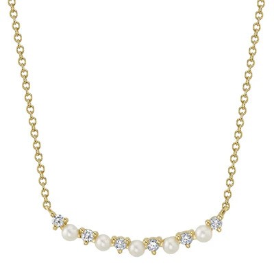 Pearl Cultured and Diamond  Necklace