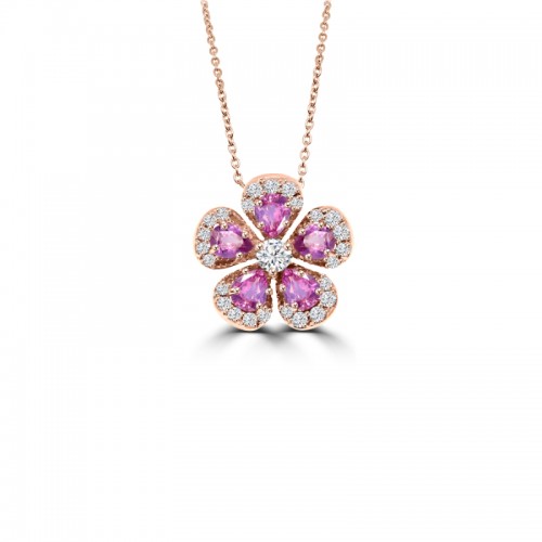 VIVAAN 'Chamomile' Pink Sapphire & Diamond Pendant