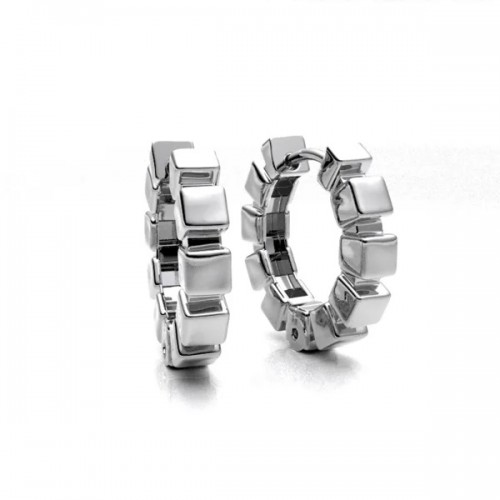 Cubes Snap Hoop Sterling Silver Earrings