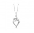 Sterling Silver Mother Child Diamond Heart Pendant