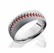 Men's Cobalt Chrome Wedding Band with Baseball Design