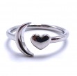 Sterling Silver Moon & Heart Ring