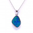 Opal Doublet & Diamond Pendant