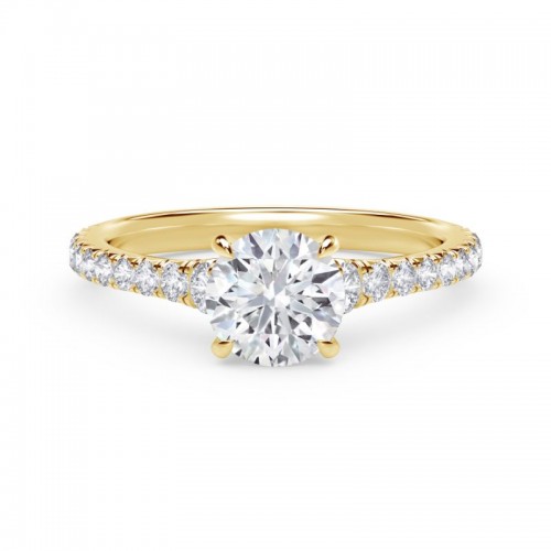 De Beers Forevermark Icon™ Setting Round Engagement Ring with Diamond Band