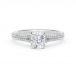 De Beers Forevermark Iconâ„¢ Setting Cushion Engagement Ring with Two Row Pave Band