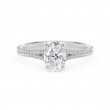 De Beers Forevermark Icon™ Setting Oval Engagement Ring with Two Row Pave Band
