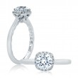 A.JAFFE Quilted Scalloped Halo Oval Engagement Semi Mount