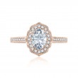 A.JAFFE Quilted Floral Milgrain Oval Engagement Semi Mount