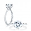 A.JAFFE Quilted Solitaire Engagment Semi Mount with Surprise Diamonds