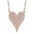 Diamond Pave Heart Necklace, .21Ctw Diamonds In 14K Rose Gold