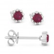 Round Ruby & Diamond Earrings