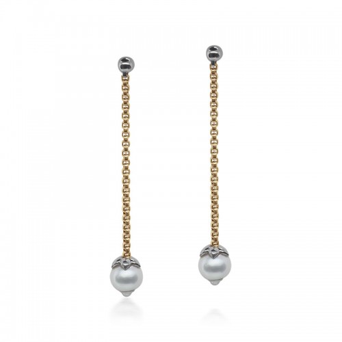 Alor Pearl Drop Earrings in 18K Yellow Gold
