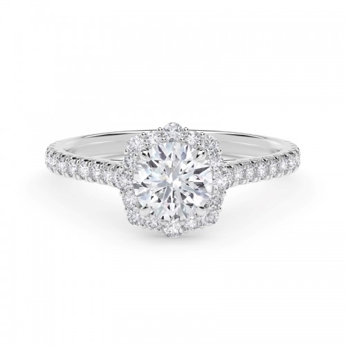 Forevermark Center of My UniverseÂ® Round Halo Engagement Ring with Diamond Band