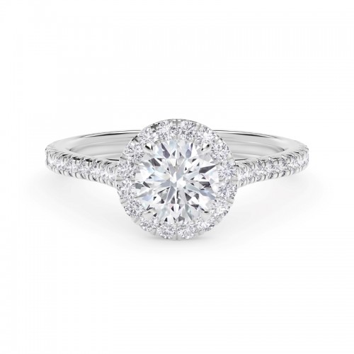 De Beers Forevermark Center of My UniverseÂ® Round Halo Engagement Ring with Diamond Band