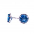 Round London Blue Topaz & Diamond Earrings