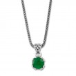 Samuel B.Round Emerald Pendant in Sterling Silver With Chain
