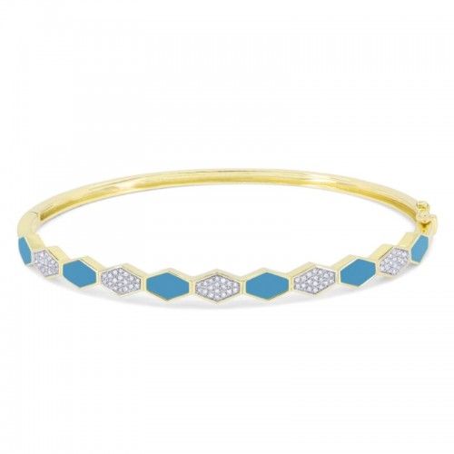 Inlaid Turquoise & Diamond Bangle Bracelet