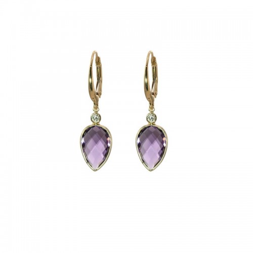 Amethyst  Earrings with Diamond Accent by Olivia B