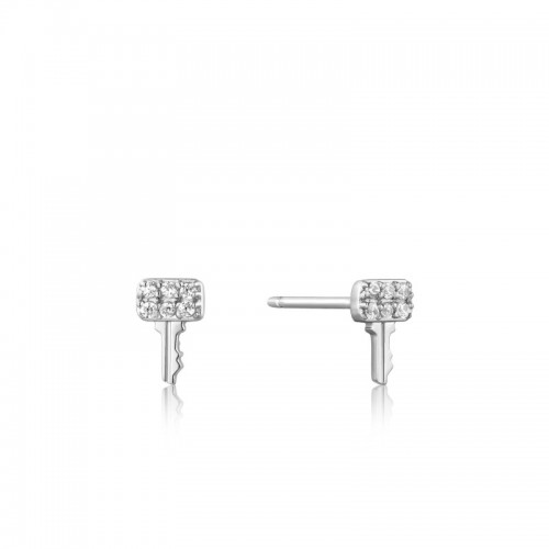 Ania Haie Silver Key Sparkle Stud Earrings