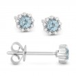 Aquamarine & Diamond Round Earrings