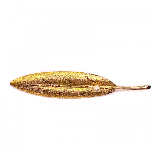 Estate Pearl Leaf Pin