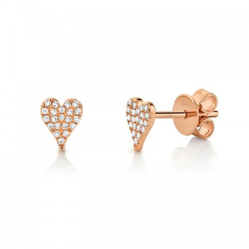 SHY Creation Diamond Pave Heart Stud Earrings