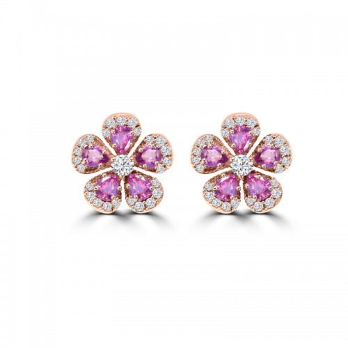 VIVAAN 'Chamomile' Pink Sapphire & Diamond Earrings