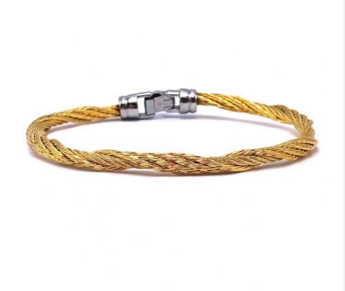 Yellow Cable Modern Twist Bracelet With Stainless Steel