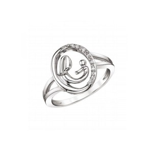 Sterling Silver Mother & Child Diamond Ring