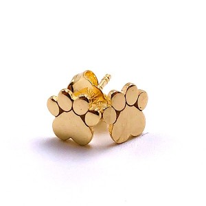 Gold Heart Dog Paw Stud Earrings