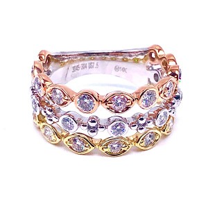 Three Row Diamond Fashion Ring