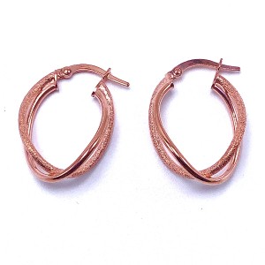 Double Oval Twist Gold Hoop Earrings