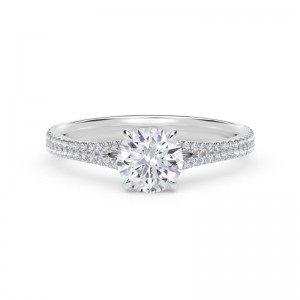 Forevermark Iconâ„¢ Setting Round Engagement Ring with Two Row Pave Band