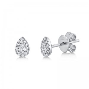 Lady's White 14 Karat Studs Earrings With 0.18Tw Round Diamonds