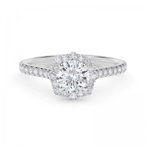 Forevermark Center of My UniverseÂ® Round Halo Engagement Ring with Diamond Band