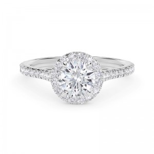 De Beers Forevermark Center of My Universe® Round Halo Engagement Ring with Diamond Band