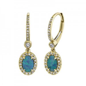 SHY Creation Diamond & Opal Drop Earrings