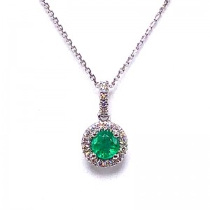 Round Emerald & Diamond Pendant