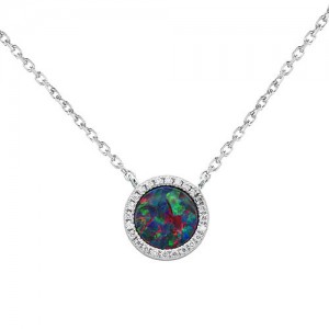 Doublet Opal & Diamond Pendant