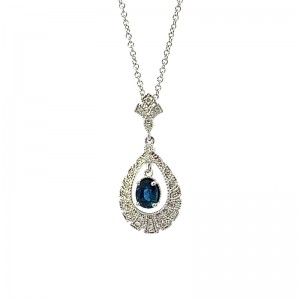 Oval Sapphire & Diamond Pendant