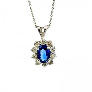 Oval Sapphire & Diamond  Pendant