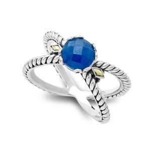 Samuel B.Round Blue Sapphire Birthstone X  Ring
