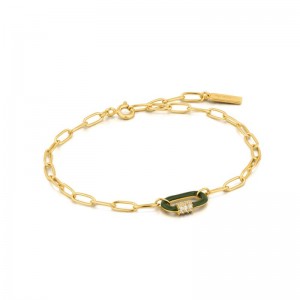 Ania Haie Forest Green Enamel Carabiner Bracelet