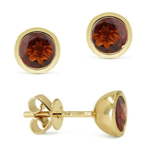 Garnet Round Bezel Earrings