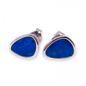 Free Form Doublet Opal Earrings, Sterling Silver