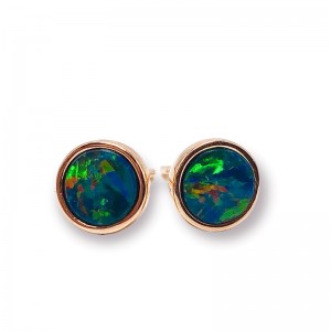 Round 5mm Doublet Opal Earrings