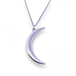 White Gold Crescent Moon Necklace