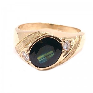 Estate Men's Sapphire & Diamond Ring